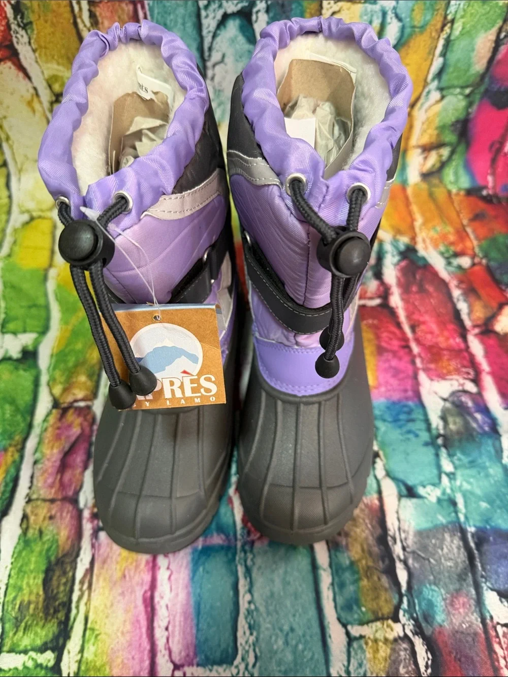 Lamo Kids Purple and Gray Waterproof Snow Boots